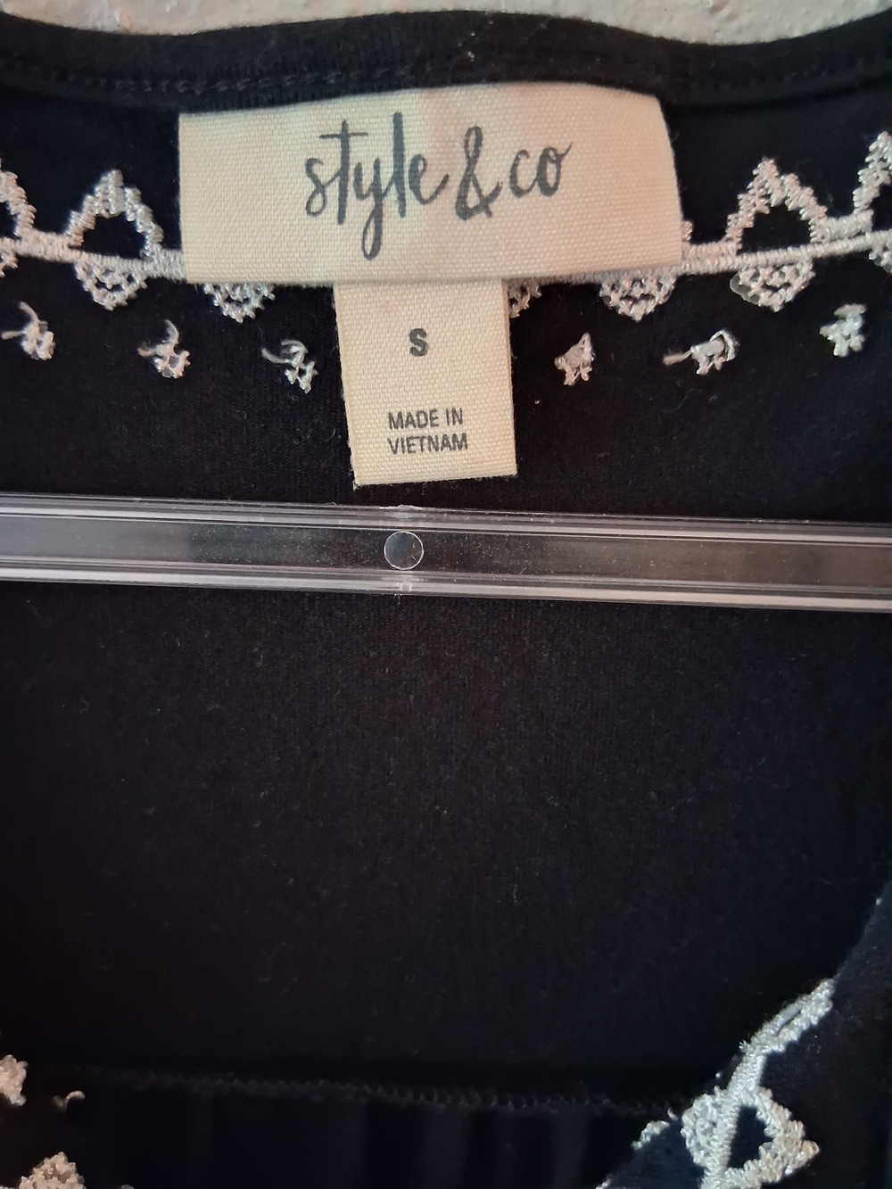 Style & Co. Black Embroidered Mini Dress Cottagecore Sundress - Picture 8 of 10